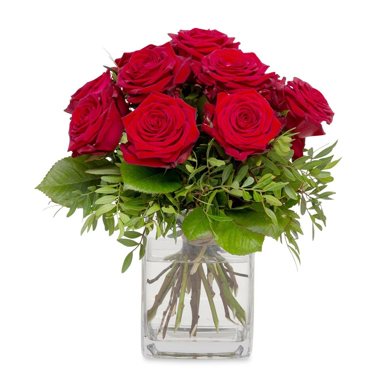 Blume, Rose, Blumen-Arrangement, Blumenstrauß, Florales Design, Blume, Rose, Blumen-Arrangement, Blumenstrauß, Florales Design, Blume, Rose, Blumen-Arrangement, Blumenstrauß, Florales Design, Rosen,  rote Rosen, Blumenstrauß, Glasvase, Grünzeug