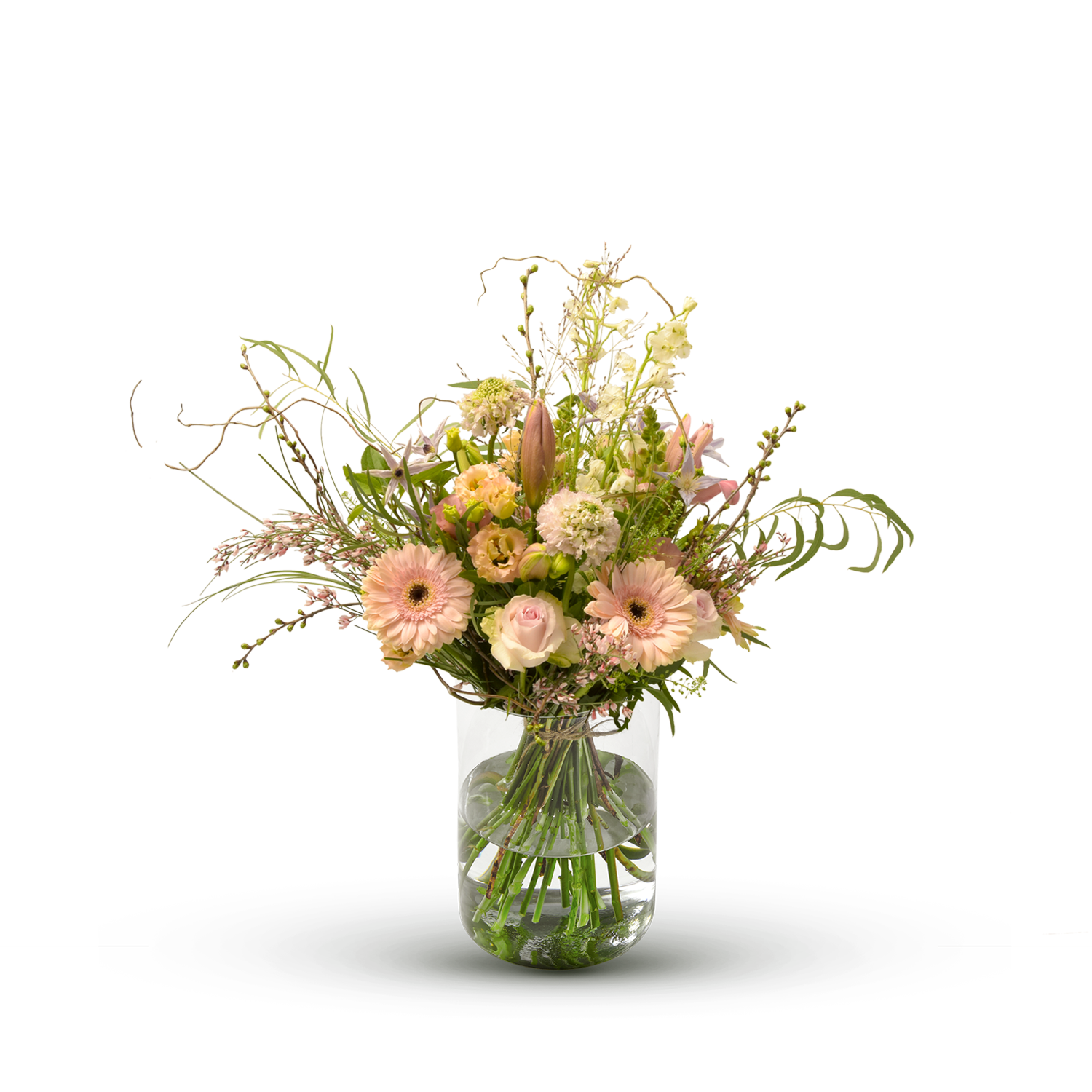 Blumenstrauß, Blumenarrangement, pinkblumen, Glasvase, Blumenstrauß
