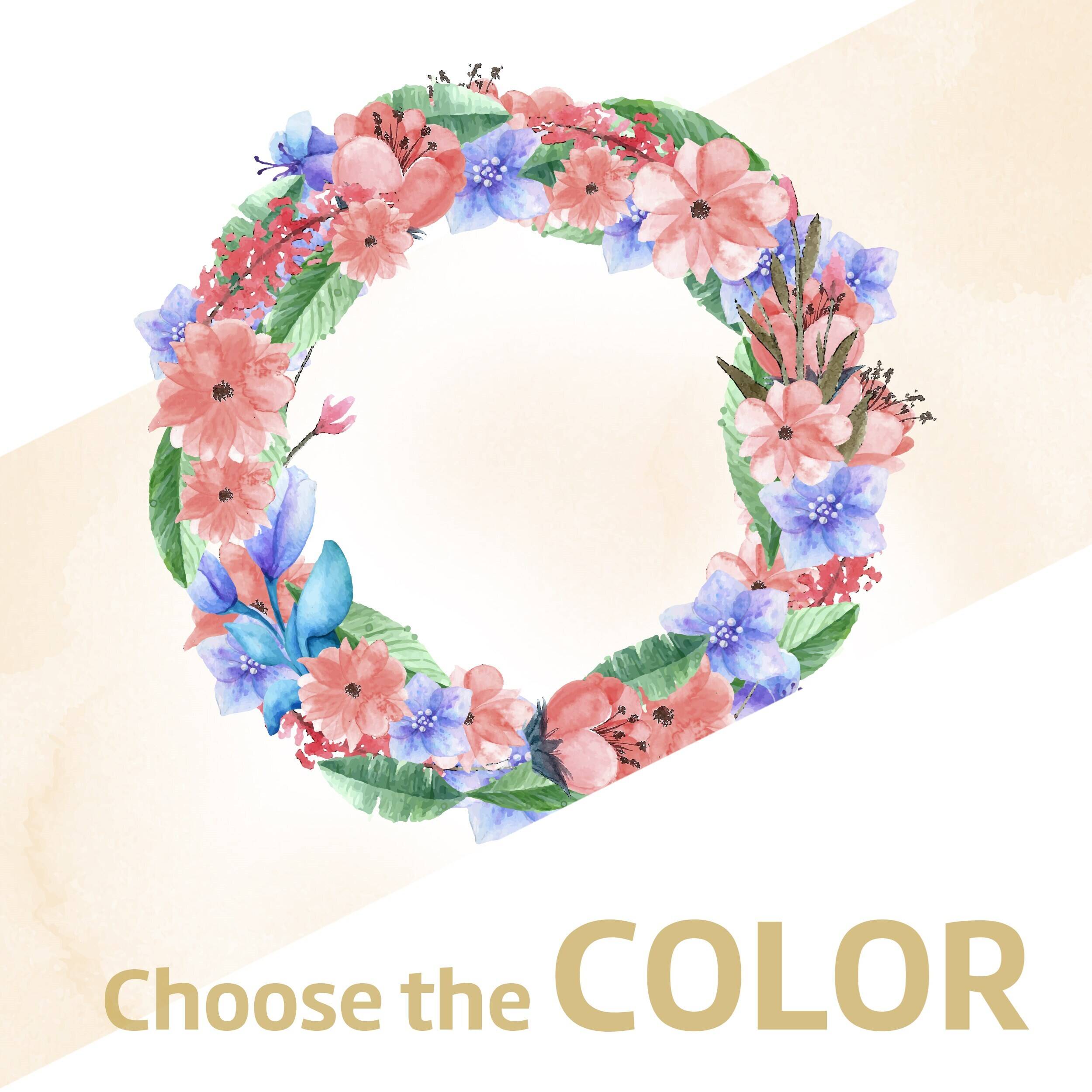 wreath, flowers, floral, watercolor, pastel, floral wreath, watercolor, pink flowers, blue flowers, green leaves, floral wreath, flower circle, watercolor, pink flowers, blue flowers