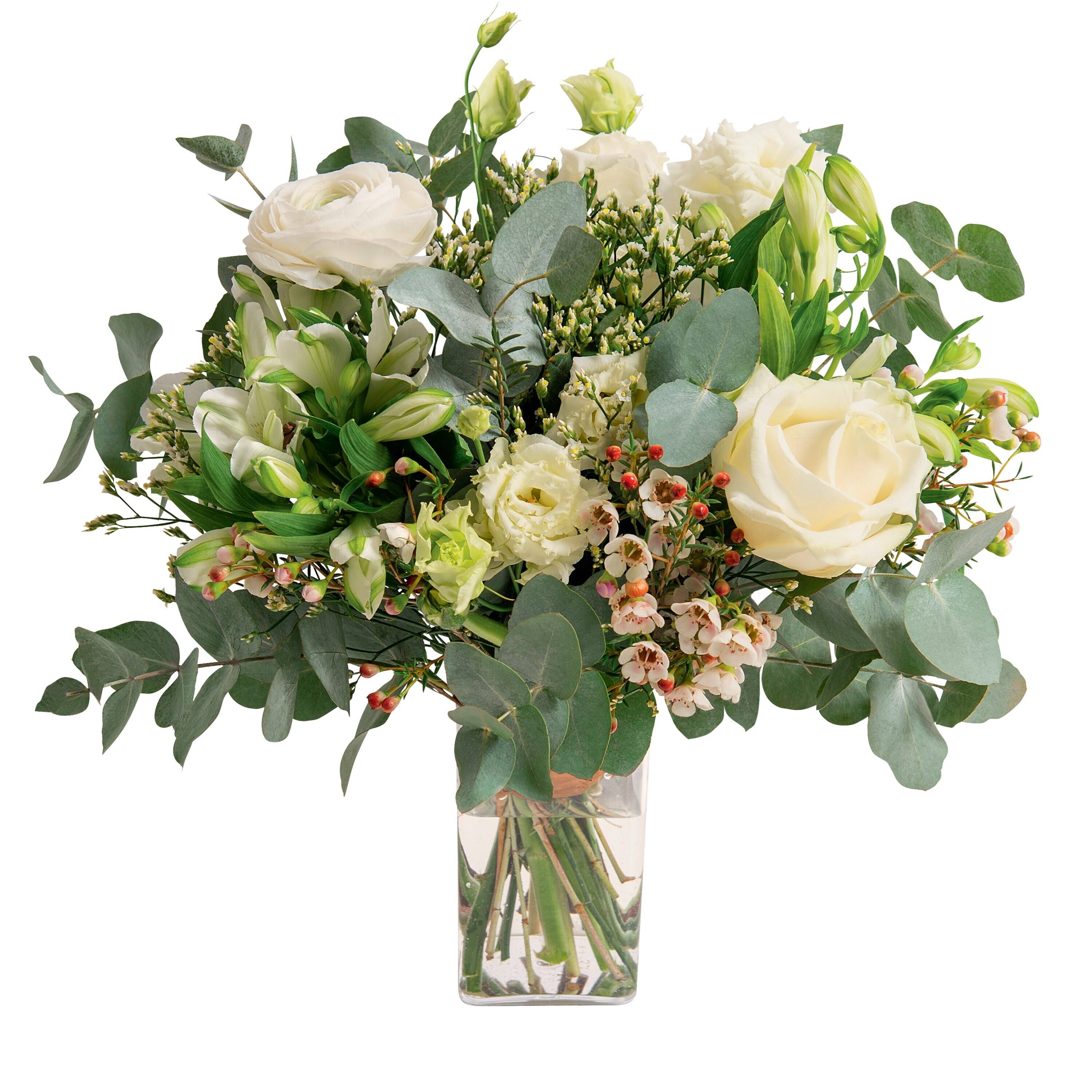 Blume, Blumen-Arrangement, Blumenstrauß, Rose, Florales Design, Blume, Blumen-Arrangement, Blumenstrauß, Rose, Florales Design, Blume, Blumen-Arrangement, Blumenstrauß, Rose, Florales Design, Blumenstrauß, Blumen, weiße Rosen, Grün, Glasvase