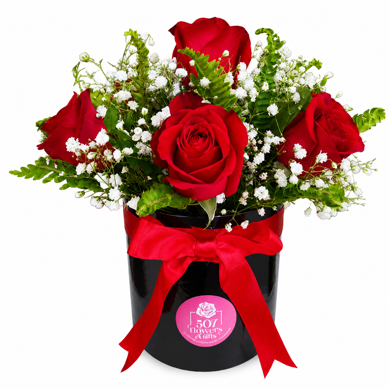 rose, rote rosen, blumenstrauß, baby's breath, geschenkbox, rote Rosen, Blumenstrauß, Rosenanordnung, Baby-Breath, Geschenkbox