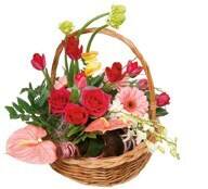 Korb, Blumen, Blumenanordnung, Blumenstrauß, Rosen