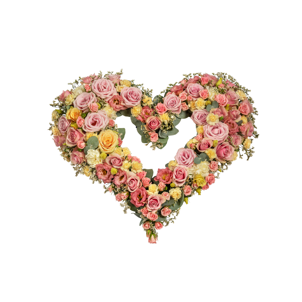 Funeral Heart Pastels w ribbon 248034