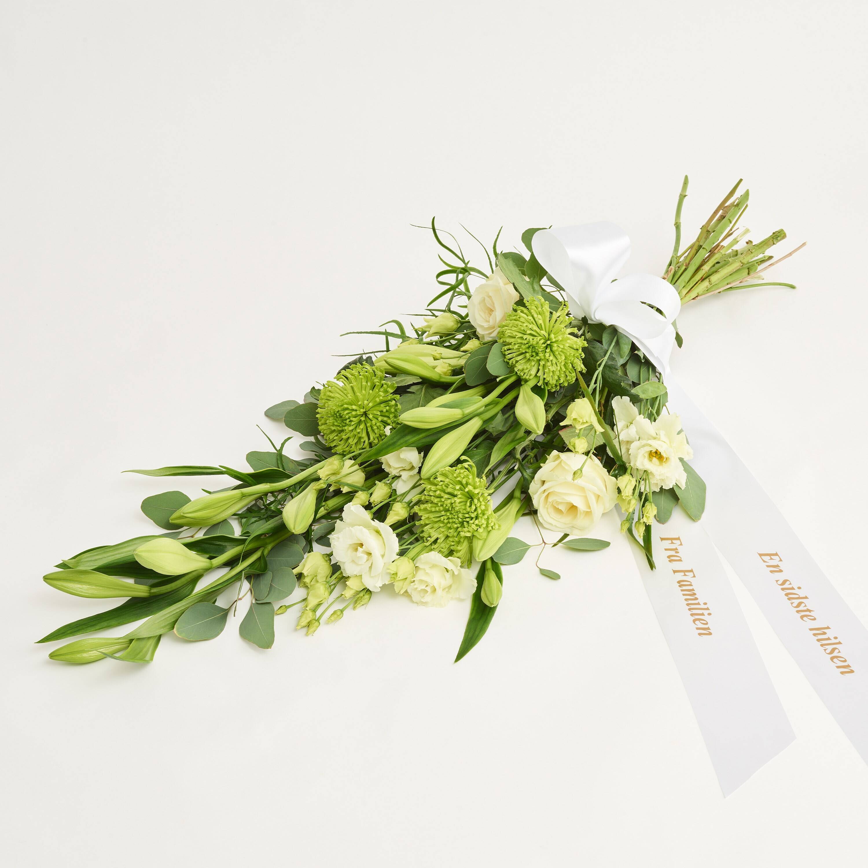 Funeral spray with ribbon