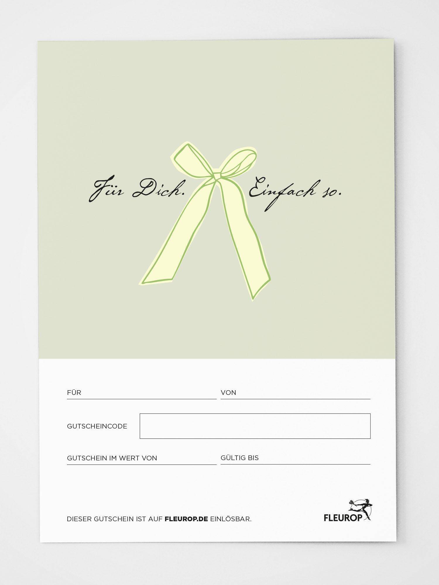 Geschenkgutschein, Schleife, hellgrün, Band, Wertgutschein