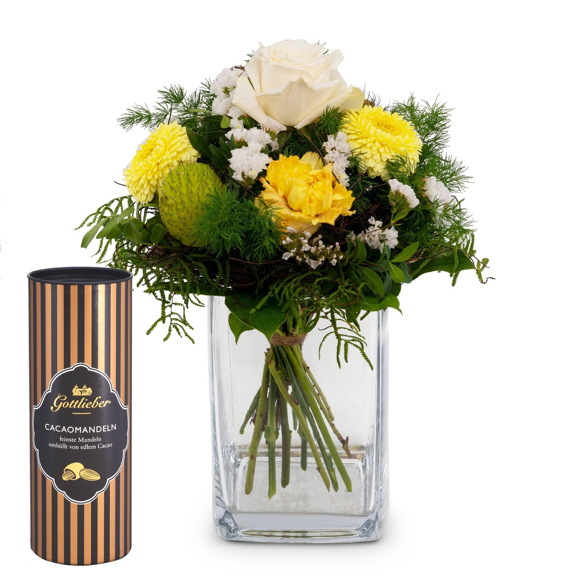 Flower bouquet 'Sunshine' with Gottlieber cocoa almonds