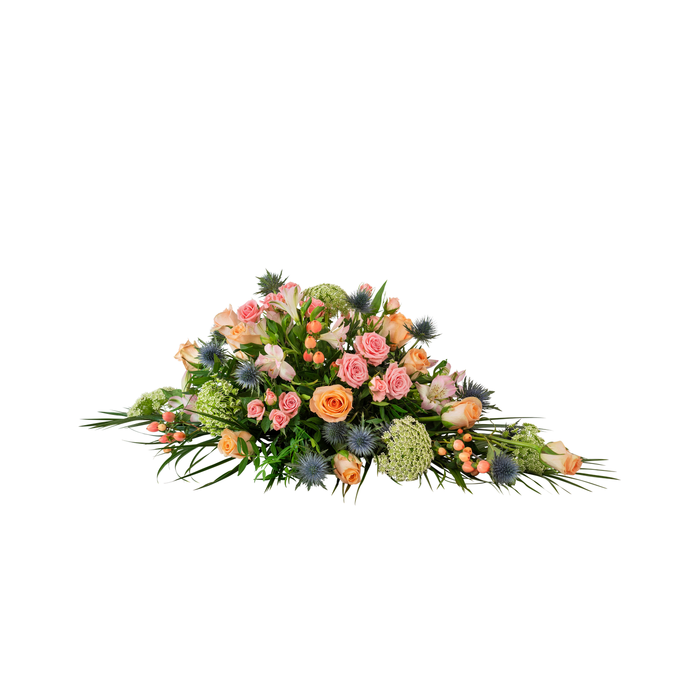 Funeral Bouquet Medium Winter Spring Flowers W Ribbon 240169