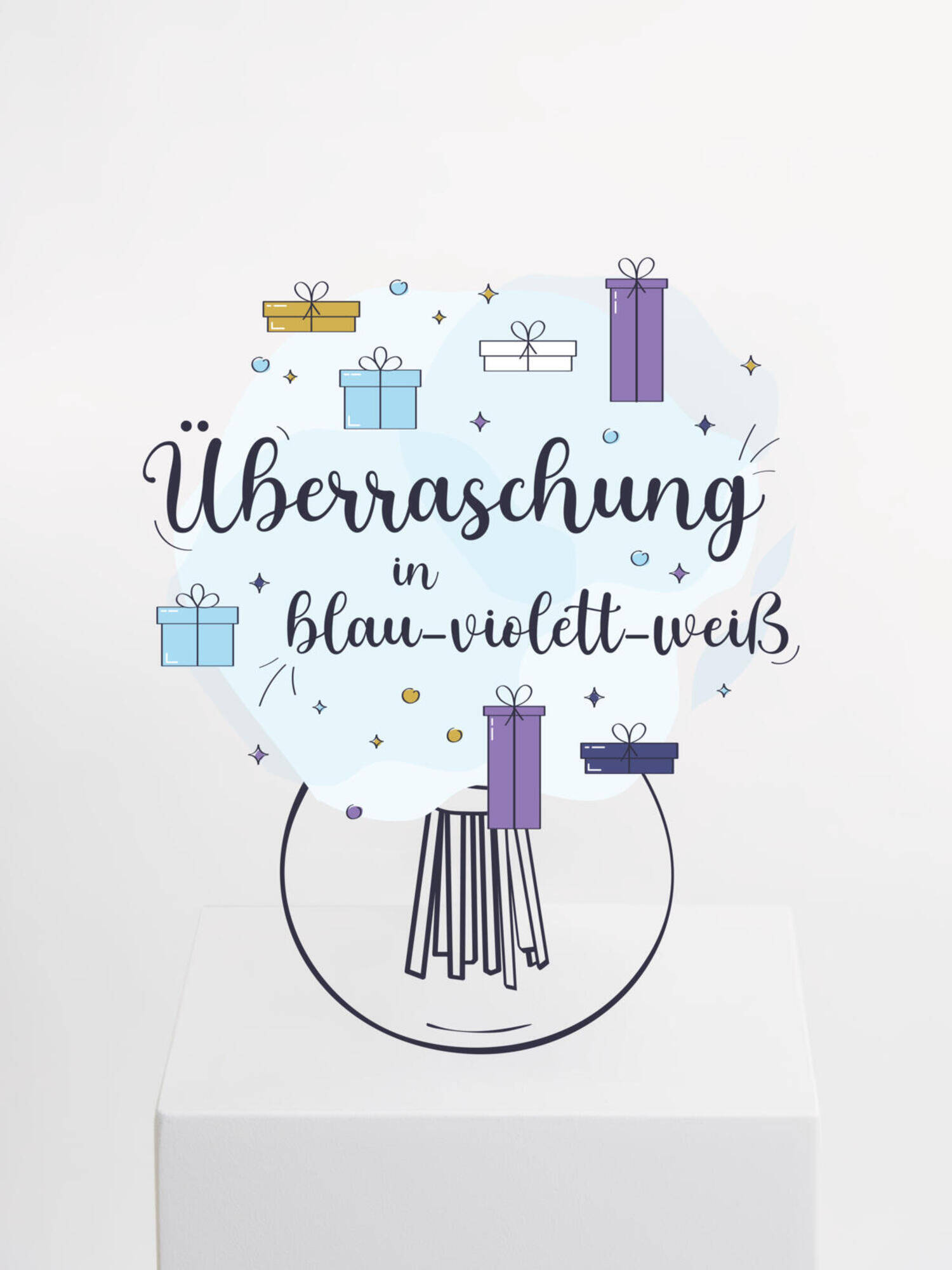 Überraschungsstrauß in Blau-Violett-Weiß