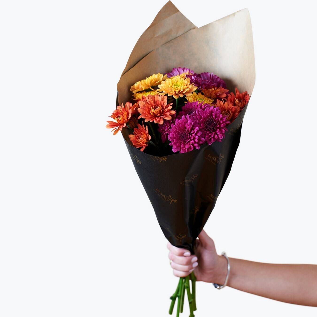 Blumenstrauß, Blumen, bunte Farben, Mixfarben,  wrapping, 束花, 花束, 菊花, 多彩, 手持, Blumenstrauß, Blütenstrauß, Chrysanthemen, bunte Blumen, Handgebundener Strauß, Blumenstrauß, Blumen,  Dahlien, bunt, verpackt