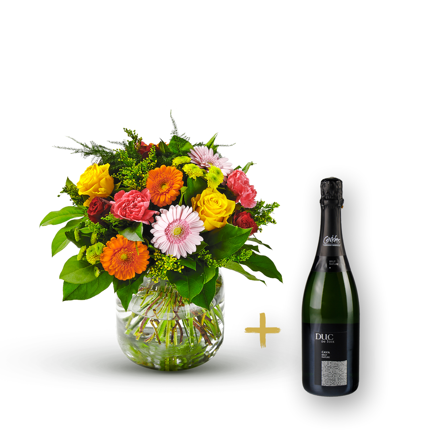 Colorful bouquet with Cava