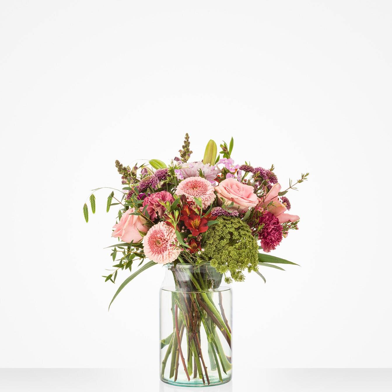 Blume, Blumen-Arrangement, Blumenstrauß, Florales Design, Rose, Blume, Blumen-Arrangement, Blumenstrauß, Florales Design, Rose, Blume, Blumen-Arrangement, Blumenstrauß, Florales Design, Rose, blumen, Blumenstrauß, rosa, Glasvase, Grünzeug