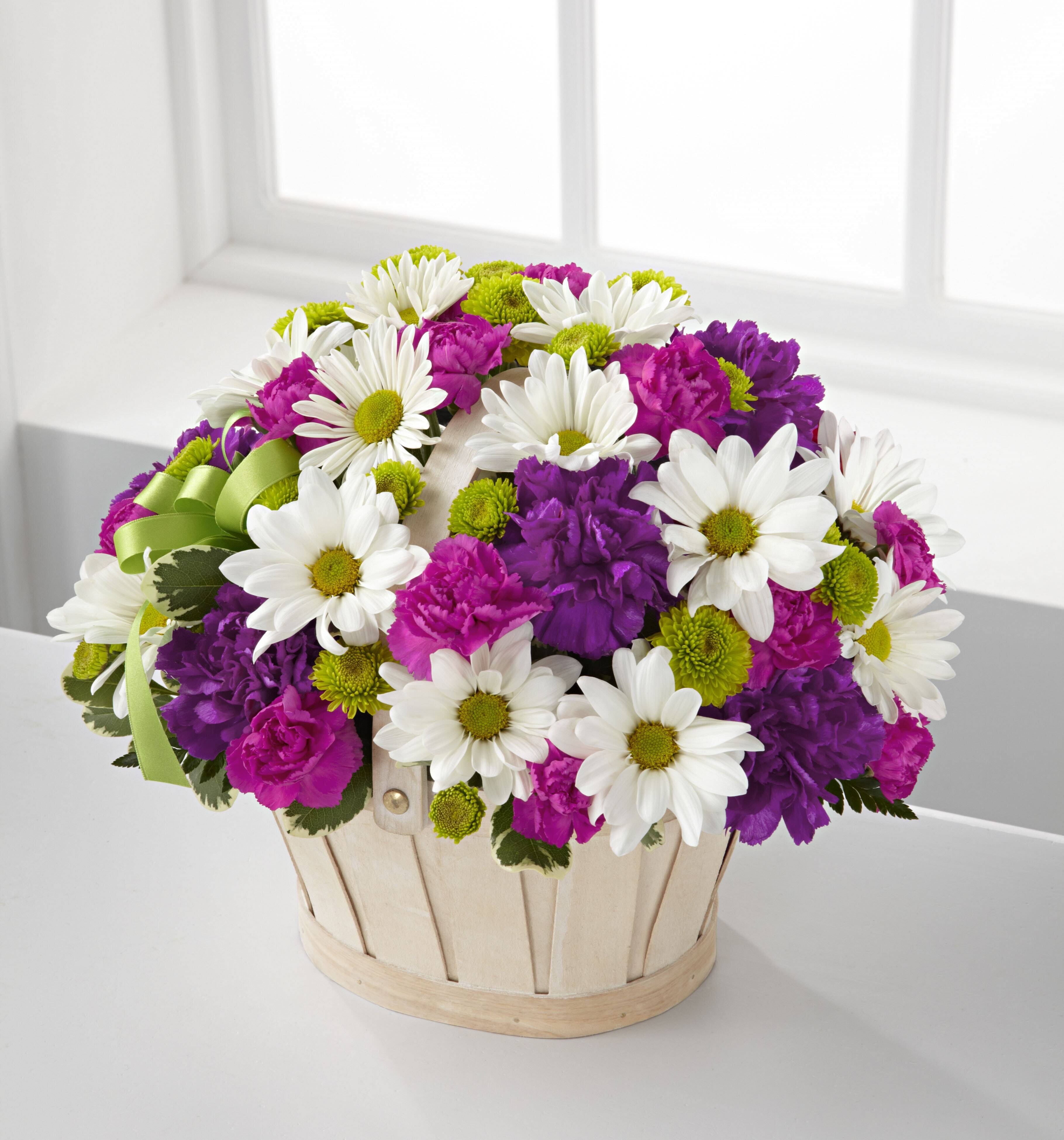Blume, Blumen-Arrangement, Pflanze, Blumenstrauß, Gänseblümchen, Blume, Blumen-Arrangement, Pflanze, Blumenstrauß, Gänseblümchen, Blume, Blumen-Arrangement, Pflanze, Blumenstrauß, Gänseblümchen, Blumenstrauß, Gänseblümchen, Nelke, lila weiß grün, Holzkorb