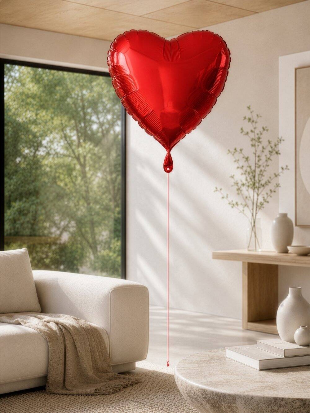 Red heart-shaped foil balloon