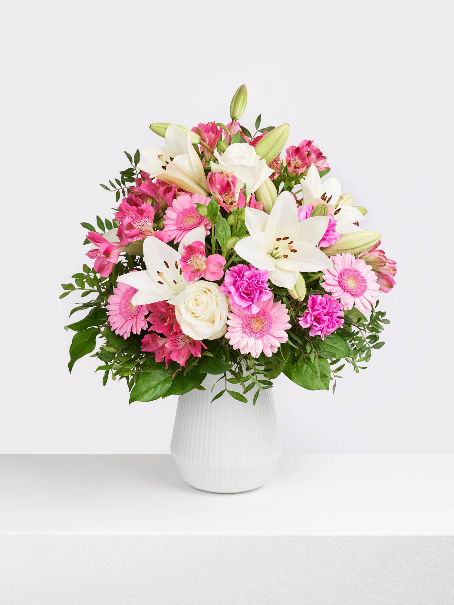 Dance of Joy - Main Colors: PINK, ROSE, WHITE - Main Flowers: ALSTROEMERIA, CARNATIONS, GERBERA, LILIES