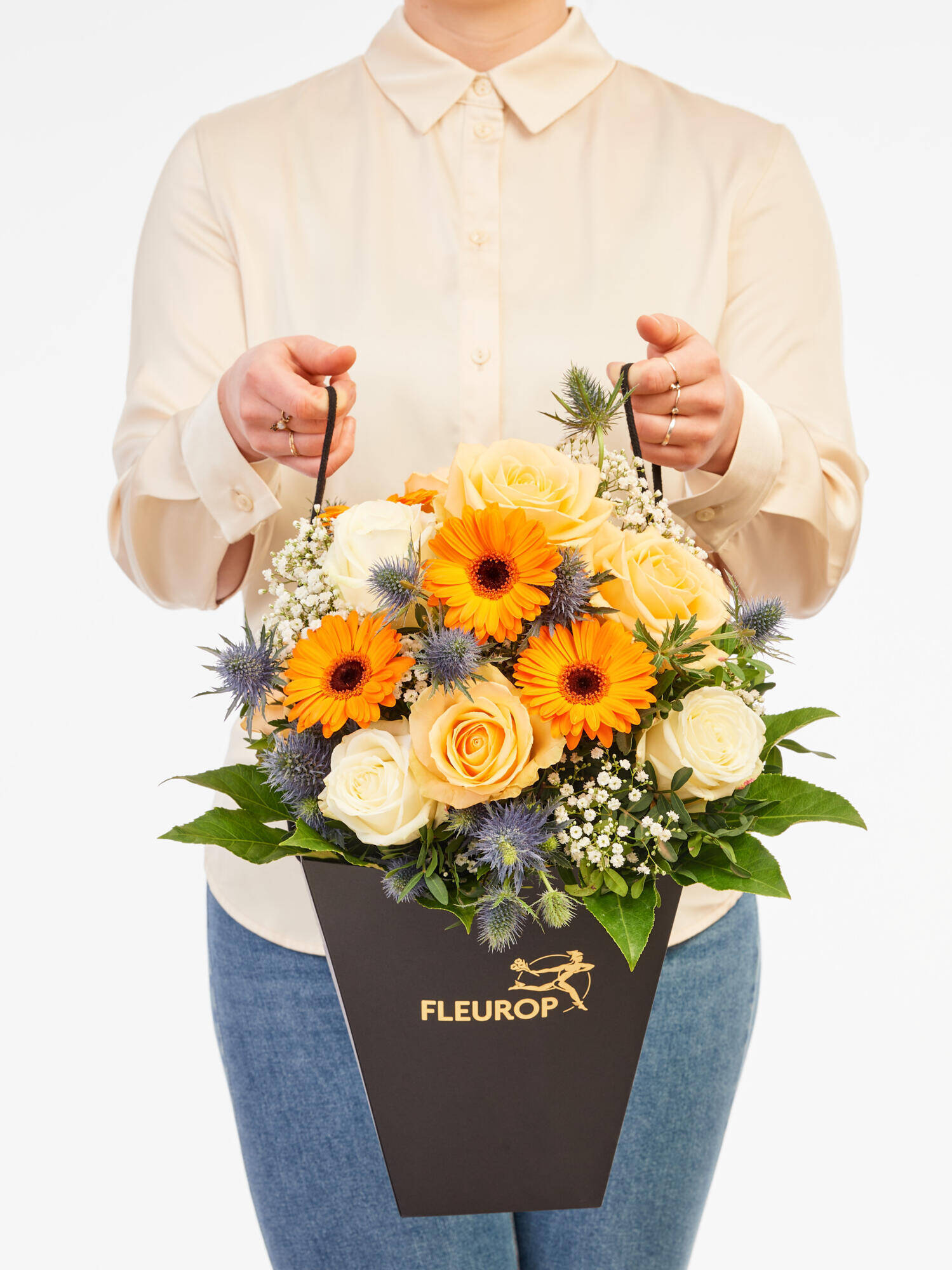 Viel Gesundheit - Hauptblüte: Germini, Rosen - Hauptfarbe: Blau, Orange
