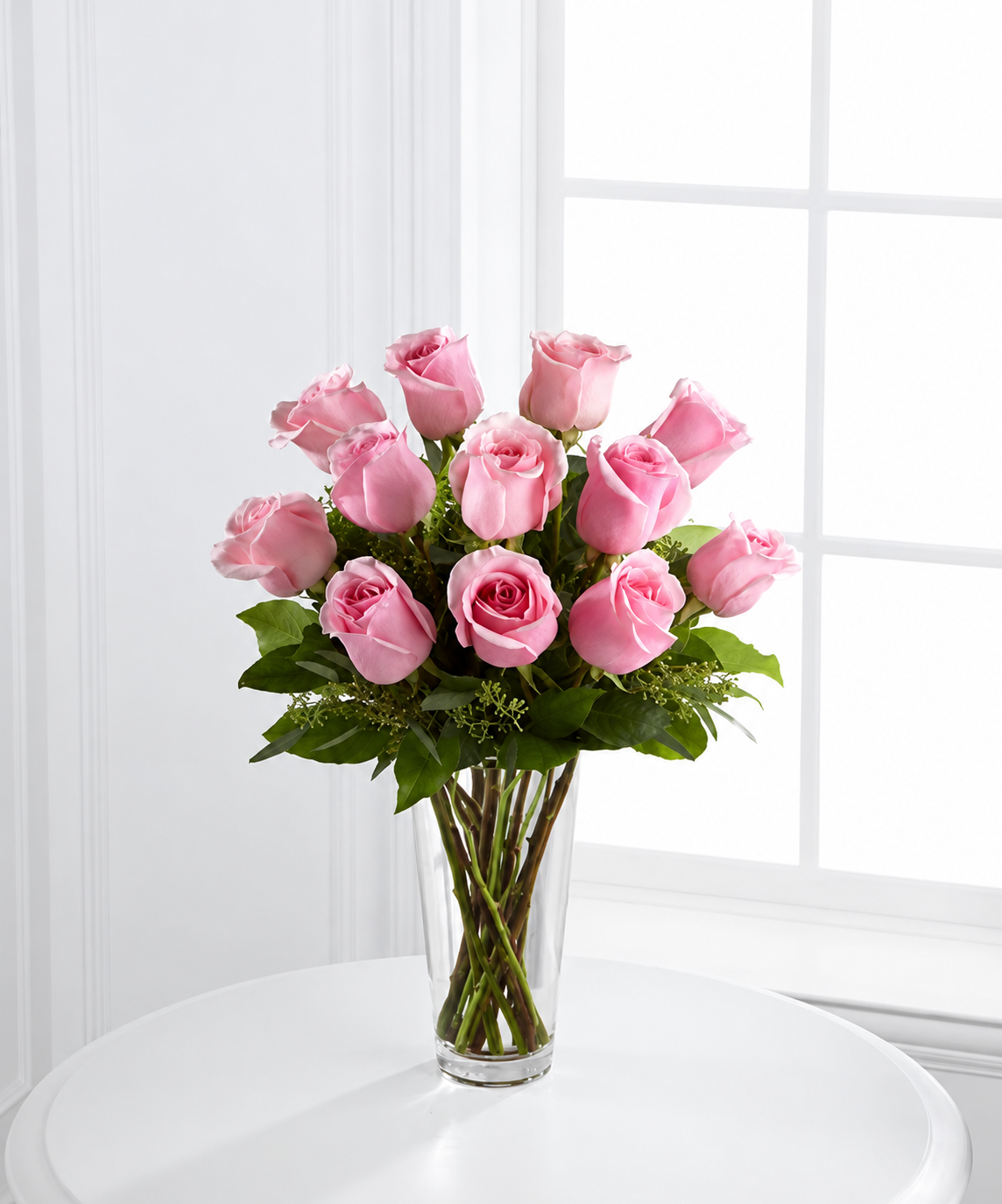 rosa rosenteam?, pink-rose bouquet, gläserne vase, blumenarrangement, tischdekoration, rosa rosen, blumenstrauß, glasvase, blumenarrangement, strauß, rosa bouquet, pink roses, glasvasen, blumenstrauss, blumenarrangement